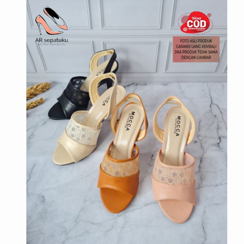 AR_Best quality heels pesta 9cm sandal hak tinggi brukat hils wanita Ib07