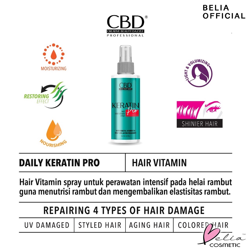 ❤ BELIA ❤ CBD Professional Hair Treatment Color Shield | Keratin Pro | Shampo | Conditioner | Hair Mask | Hair Vitamin Spray | BPOM