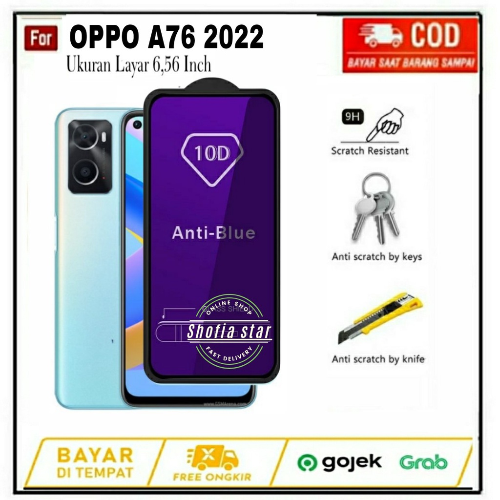 TEMPERED GLASS BLUE LIGHT OPPO A76 A96 REALME 9 PRO TG LAYAR ANTI RADIASI KACA FULL COVER