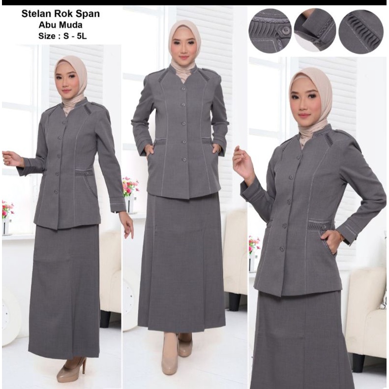 Stelan blazer pns pemda guru asn warna abu muda