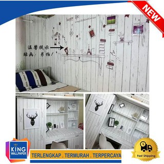  Wallpaper  Dinding  Rustic Kayu Putih Bahan PVC Anti  Air  