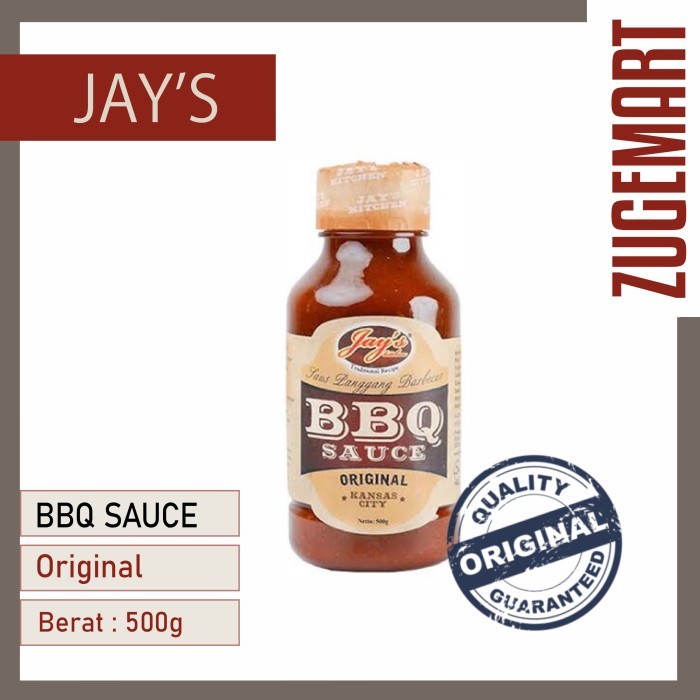 

jays kitchen BBQ sauce original 500 gr / bumbu BBQ / grilled steak