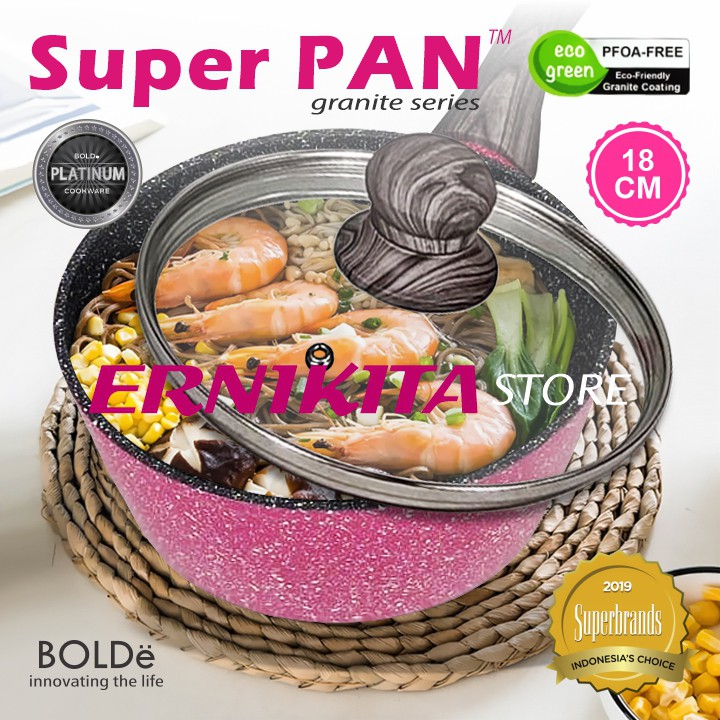 BOLDe SAUCE PAN LID BLACK PINK 18 CM - Panci Saus Penutup Kaca