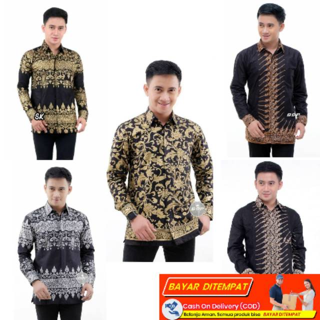  BAJU  KEMEJA BATIK PRIA DEWASA LENGAN PANJANG ATASAN REMAJA 