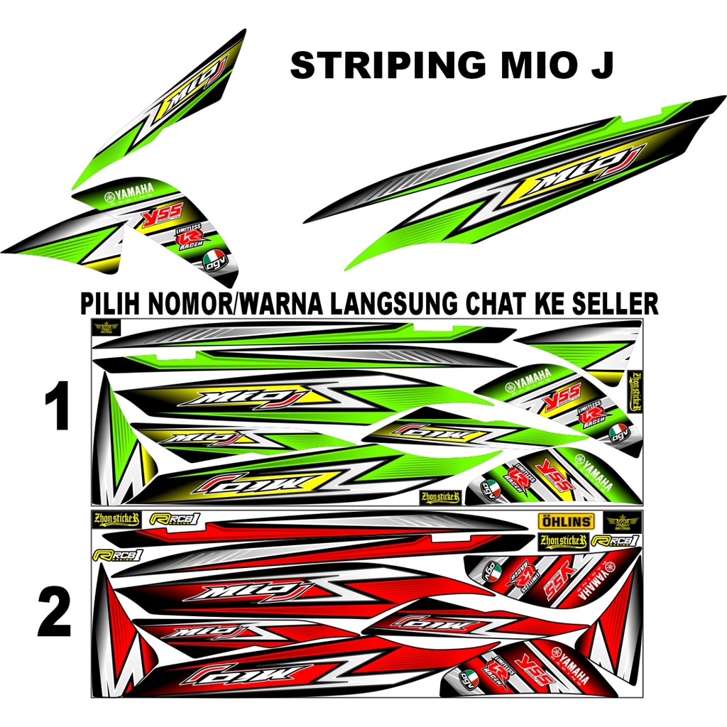 STRIPING MIO J STRIPING VARIASI MIO GT MODEL SIMPEL LIS BODY HIJAU DAN MERAH