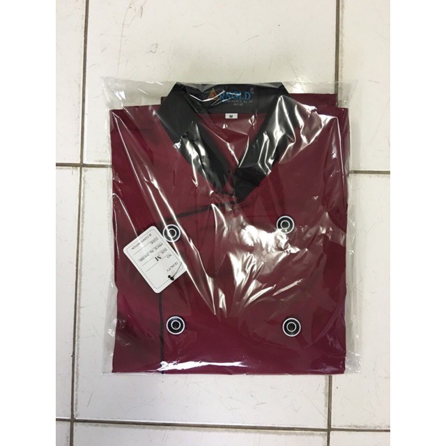 TERBARU TERBAIK ADEM LARIS COCOK MURAH !! Baju Koki / Chef Merah Maroon List Hitam BERSIH WARNA