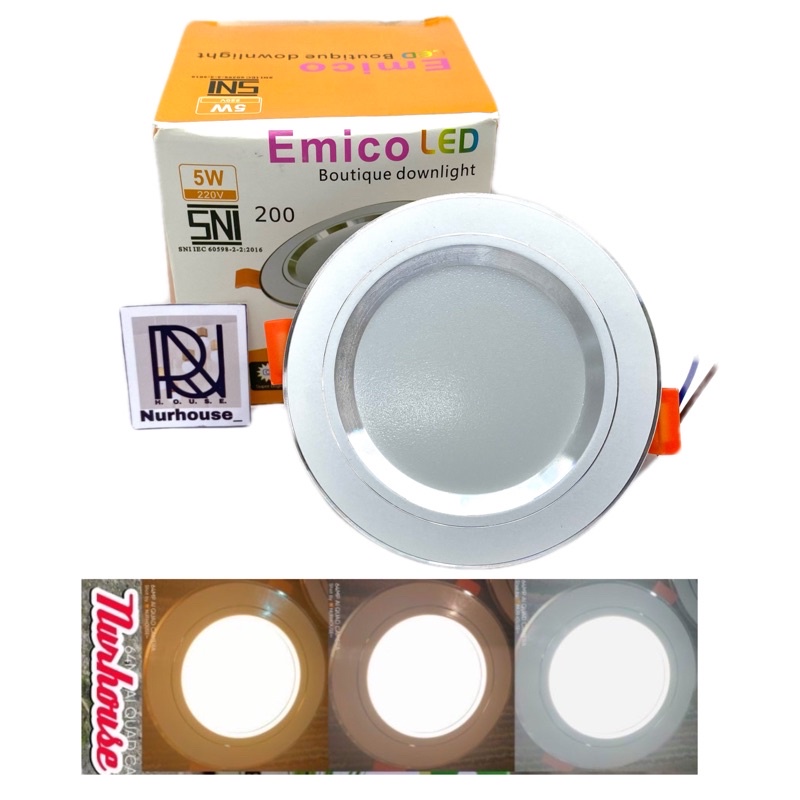 Downlight 3 Warna 5 Watt Silver Led Panel