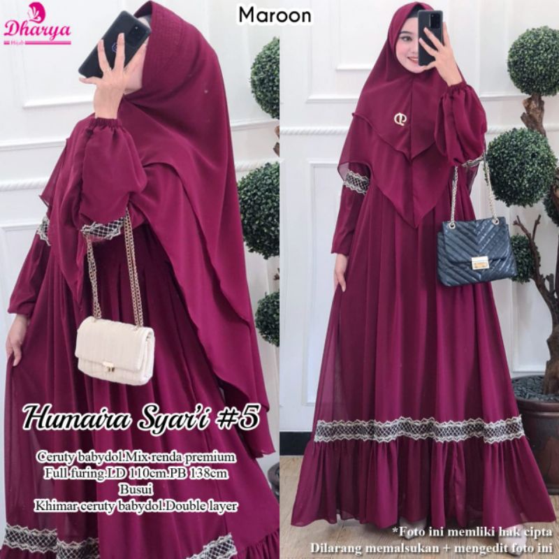 GAMIA DRESS SYARI CANTIK PREMIUM HUMAIRA SYAR'I #5 BY DHARYA