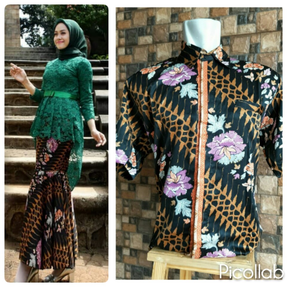 Kebaya Brokat Aurora Rok Duyung  Kemeja Batik Lengan Pendek