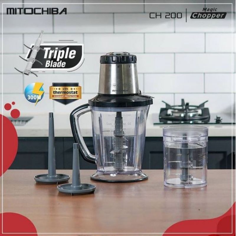 Promo Mitochiba CH 200 Magic Chooper Blender - Hitam 2 L Liter 700 ML 2 Speed 3 Pisau Triple Blade F