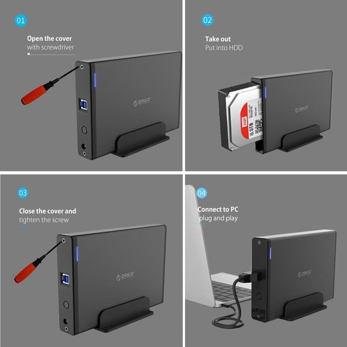 ORICO 7688U3 Case 3.5 USB 3.0 Enclosure HDD External Hardisk Casing