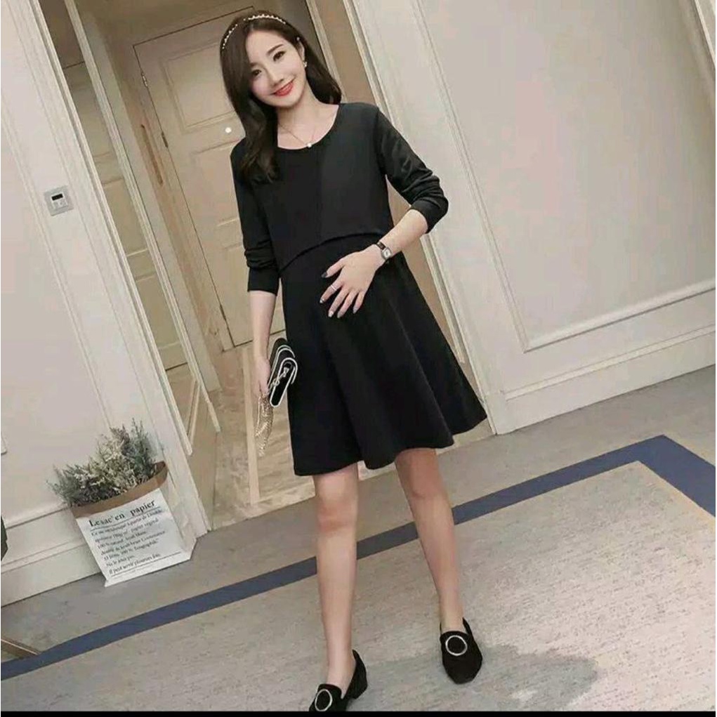 (COD) Dress Bumil Hitam / Dress Pesta / Dress Pergi