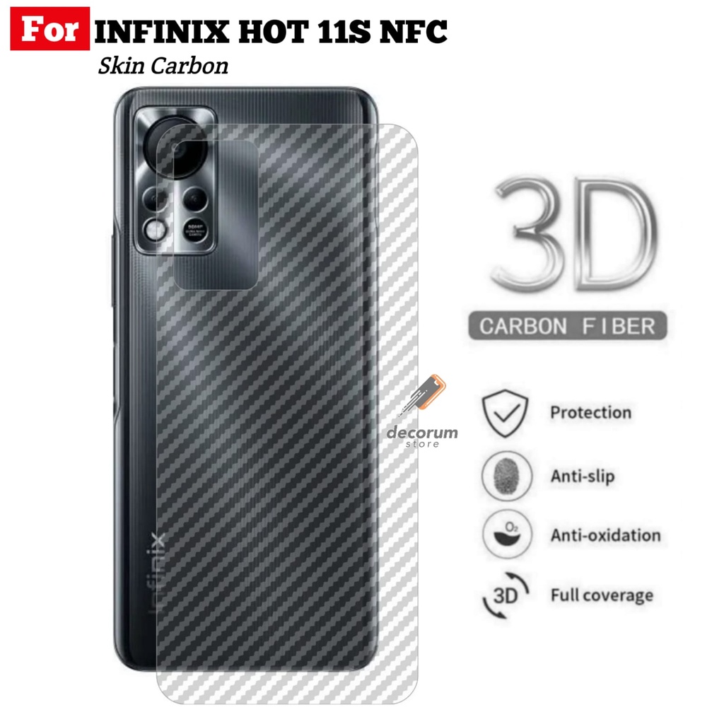Skin Carbon Infinix Hot 11S NFC Back Skin Transparant Anti Jamur Garskin Pelindung Belakang Handphone