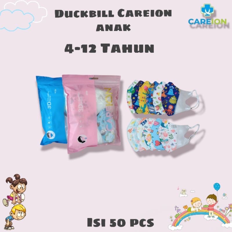 Masker Duckbill Anak Careion WeMaze Dr ITC DrITC Usia 4 - 12 Tahun Ready Stock Motif Termurah