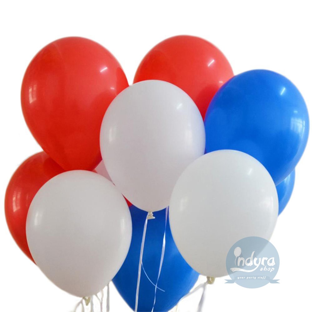 [10 pcs] Balon Putih - Balon Merah - Balon Biru Tua - Balon Latex Balon Ulang Tahun / Balon Polos