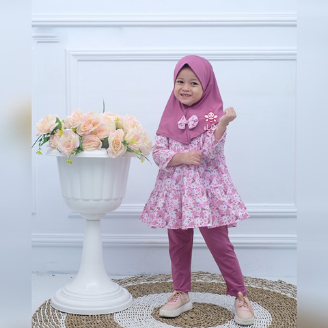 Baju Muslim Anak Perempuan / Baju Muslim Anak 1 Tahun / Setelan Muslim Anak Taalia eLBi