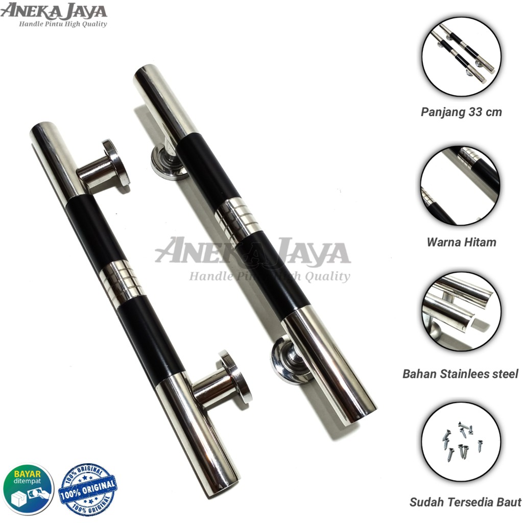 Handle pintu rumah panjang 33 cm Gagang pintu rumah minimalis warna hitam terbaru murah  Berkualitas