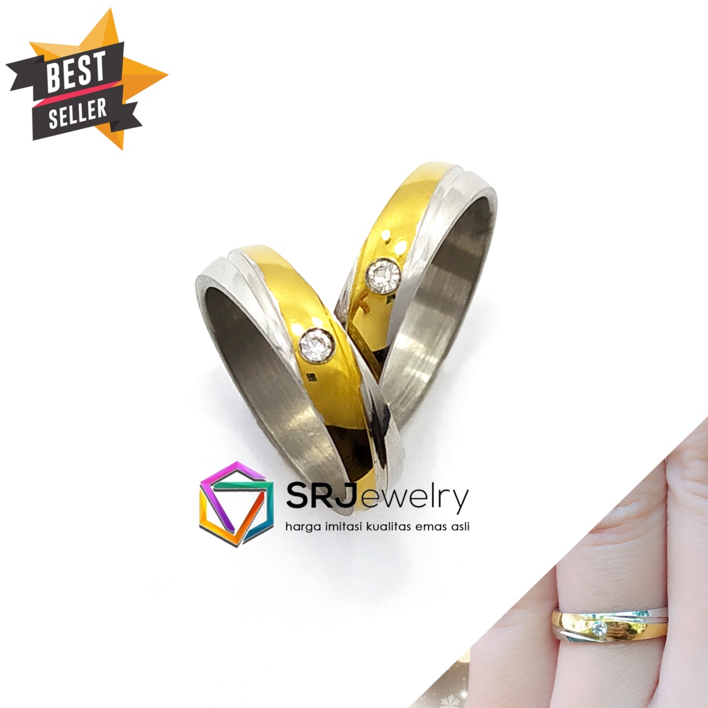 Cincin Kombinasi Emas Titanium Wedding Ring Anniv