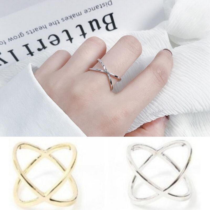 Cincin Sterling Korea Model Silang Korean Opening Ring