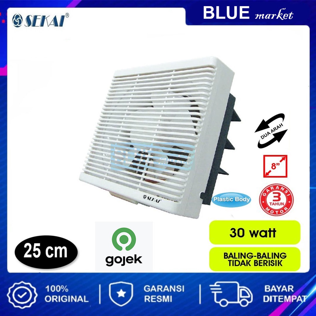 SEKAI WEF-890 Wall Exhaust/Hexos/Heksos Fan Dinding 8&quot; (25 cm Lubang Dinding) Angin Keluar Masuk