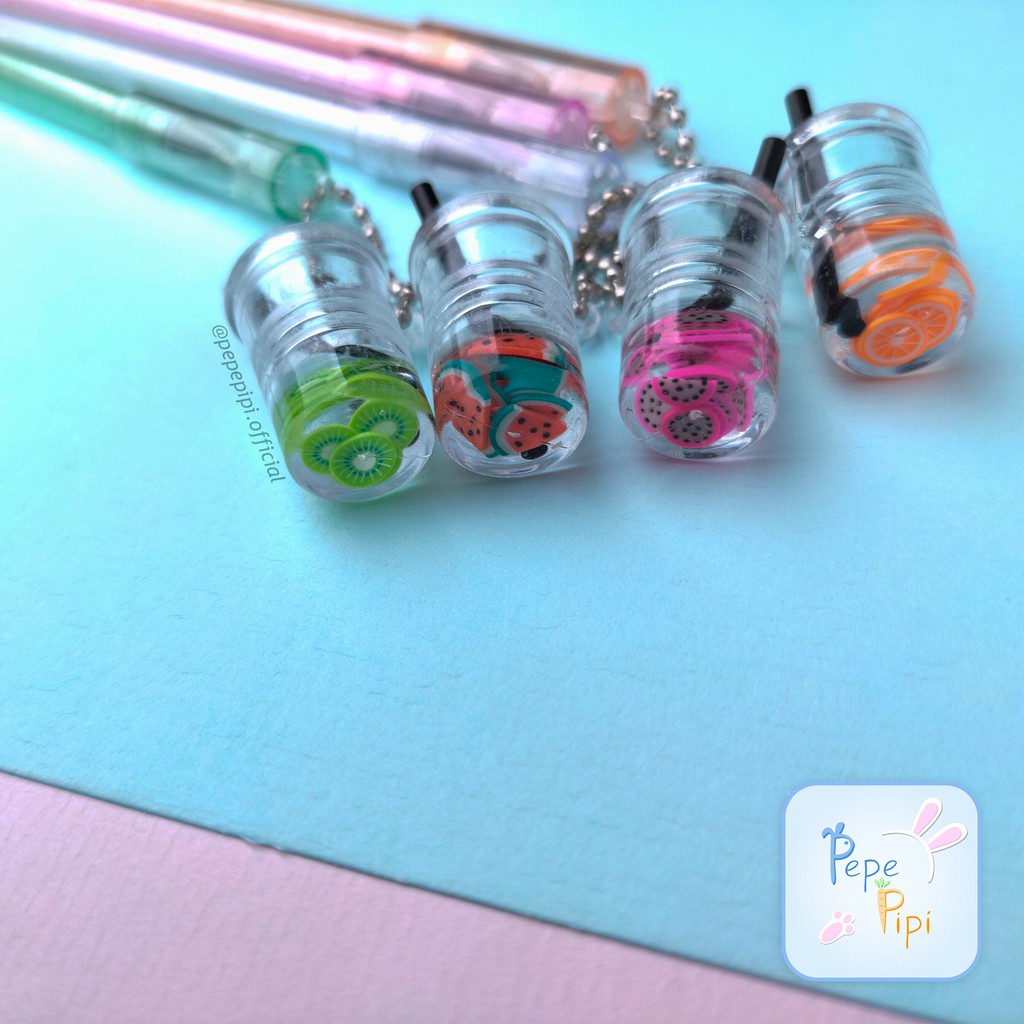 4 &amp; 12 pcs Pena Lemonade Bolpen Pen Pulpen Gelpen Karakter Murah Lucu Selusin Lemenade Jus