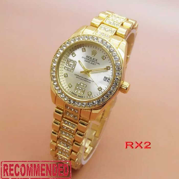 Jam Tangan Wanita Rolex Diamond Rantai Jam Tangan Analog Cewek Keren