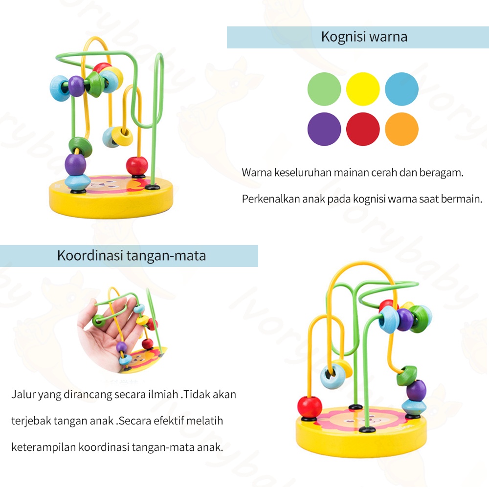 Ivorybaby mainan edukasi anak bayi Mini Round Beads montessori toys