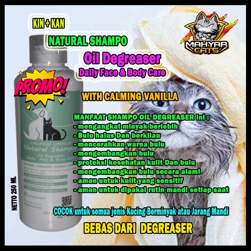 SHAMPO KUCING DEGREASER VANILLA 250 ML SHAMPO KUCING ANTI RONTOK MENGANGKAT MINYAK BERLEBIH, SHAMPO KUCING SHAMPO ANJING