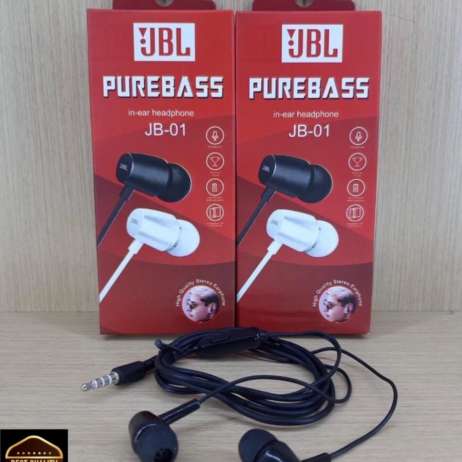 HANDSFREE HEADSET HENSET PURE BASS UBL JB 01 PURE BASS EXTRA BASS PACKING IMPORT