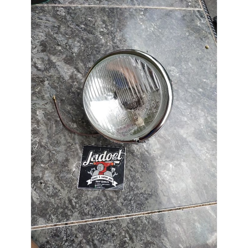 Headlamp Lampu Depan Motor Bulat Pesek Jute Autopal Chrome