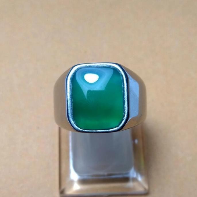 cincin green chalsedony kristal ijo garut - Putih