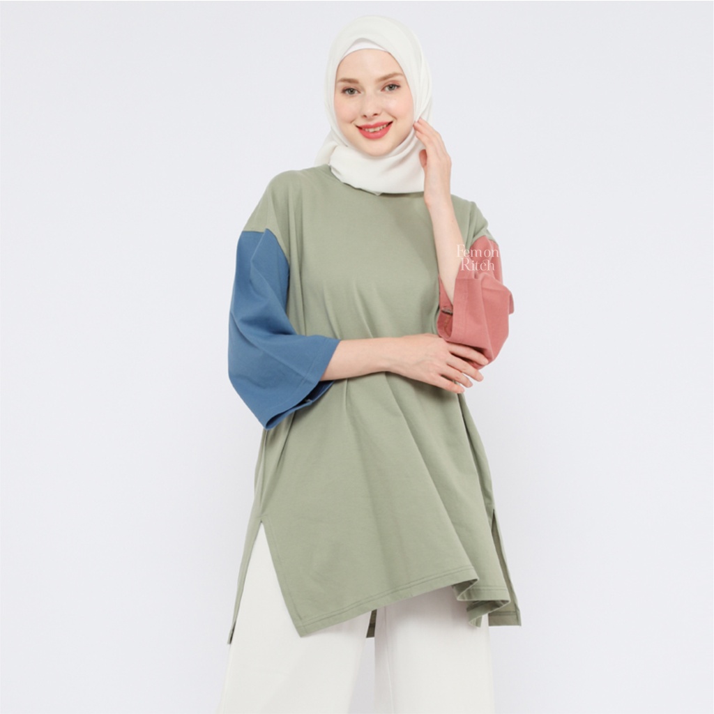 Atasan Wanita Kaos Oversize Wanita Busui Friendly Oversized Jumbo Lengan 7/8 LD 130 Basic Premium