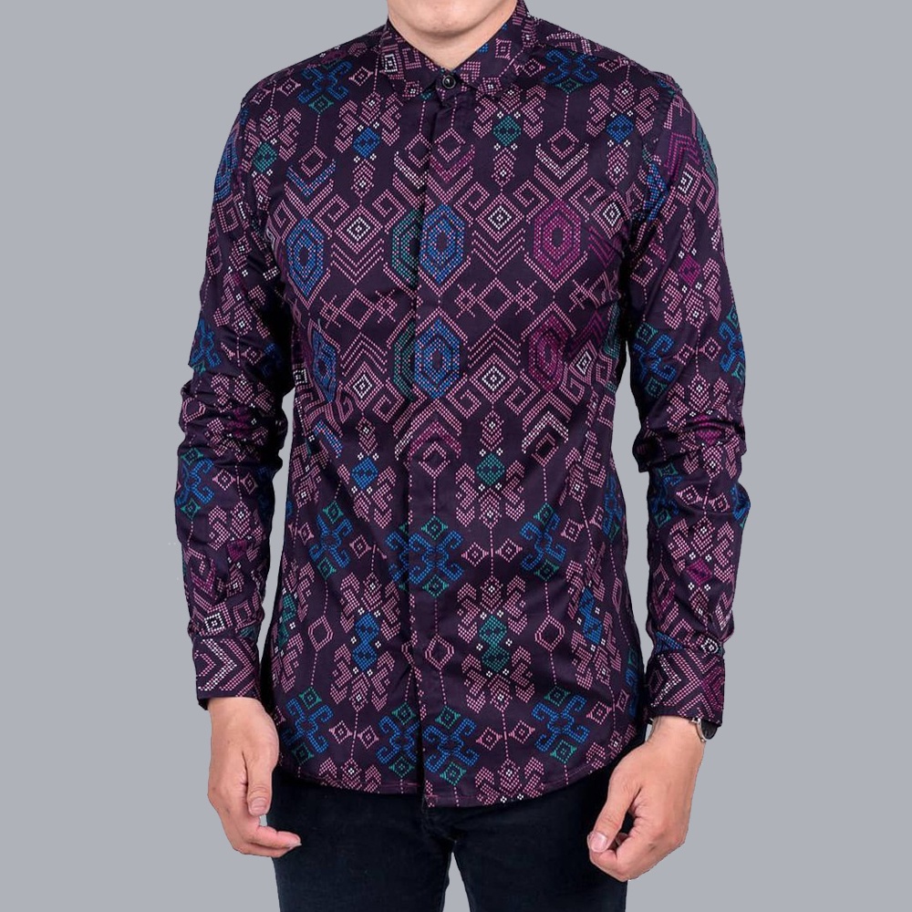 Kemeja Batik Songket Pria Lengan Panjang Batik songket pria casual