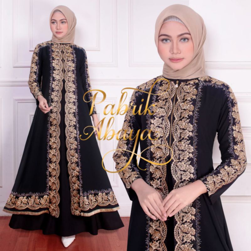 GAMIS ABAYA TURKEY #5066 BORDIR PAYET BY PABRIK ABAYA