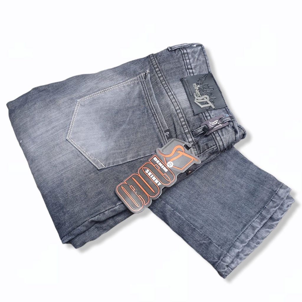 Celana Jeans  selved Panjang Denim ST DENIM Original Corvus Jeans Melar Pria - Black Grey