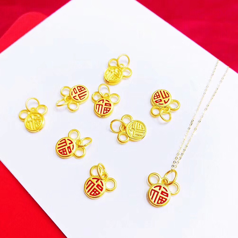 [Ready Stock]Fashion Gold-Plated Mickey Fu Character Cute Pendant Necklace