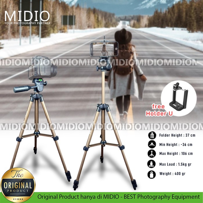 KAMERATRIPOD- TRIPOD EXCELL EX280 ALUMINUM ALLOY PLUS HOLDER U HANDPHONE FOR TRIPOD -TRIPOD KAMERA