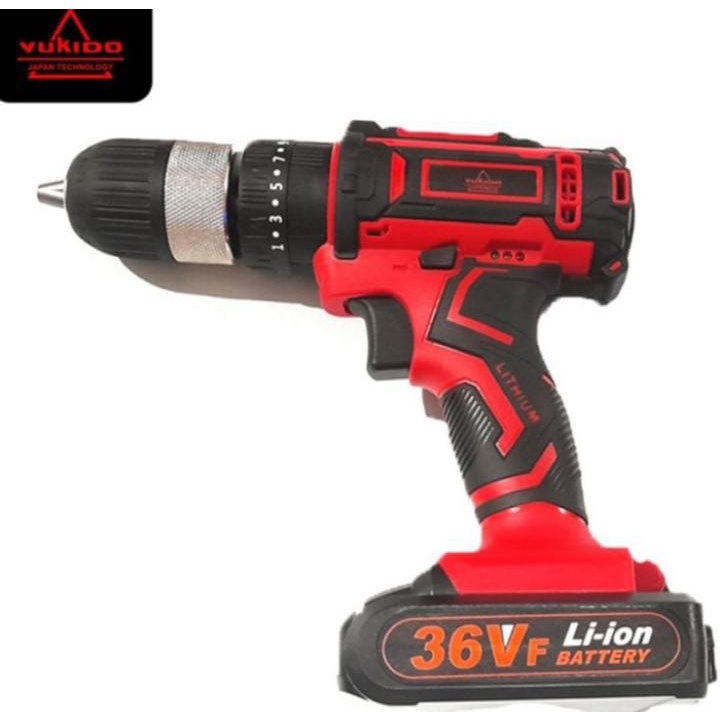 KUALITAS TERJAMIN !! CORDLESS DRILL 36v/36volt/36 volt Bor baterai impact drill 25 torsi set koper YUKIDO