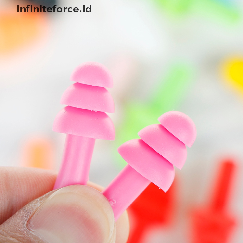 (infiniteforce.id) 12pcs / Set Earplug Silikon Anti Bising Nyaman Untuk Belajar / Tidur