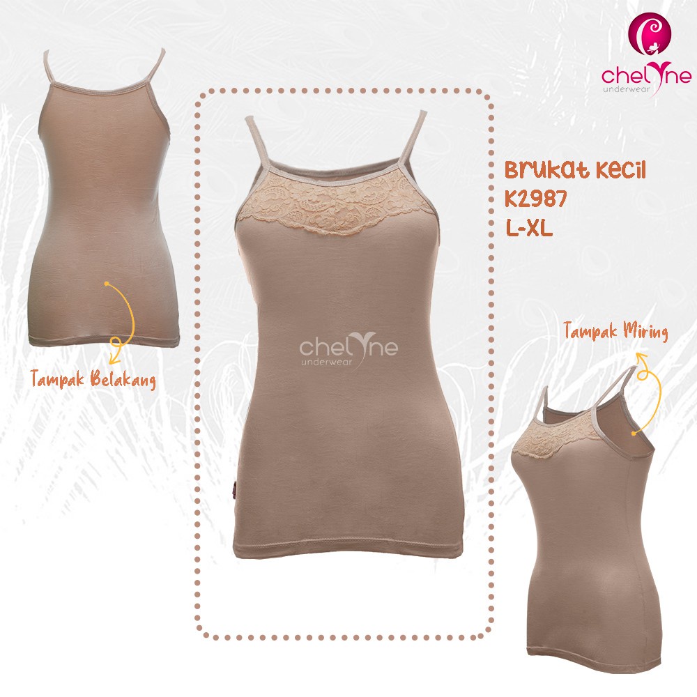 Chelyne Singlet Atasan Polos Dan Renda L-XXL Premium K2981/K2986/K2987/K2988 Spandex Katun Daleman/Camisole Harian