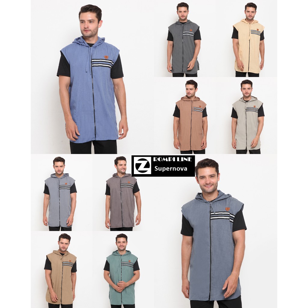 Rosal Rompi Sholat Hoodie Line Muslim Pria - Zayidan| Rompi Pria Dewasa