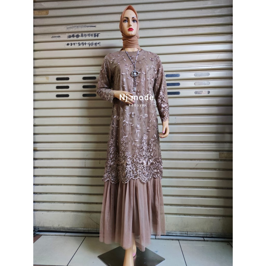 LONG GAMIS TULLE MUTIARA BORDIR TUTU / GAMIS TUTU / GAMIS PESTA