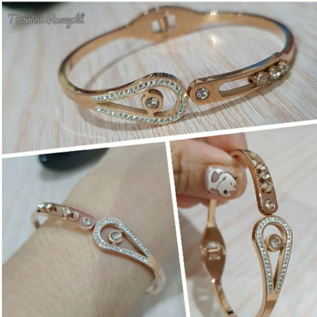 Gelang Titanium stainless steel Premium anti karat Bracelet titanium ori Rosegold gtt-0022