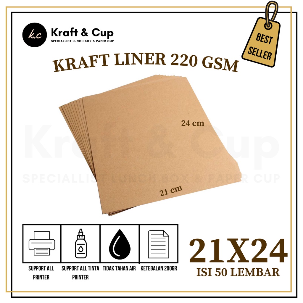 

Kraft Liner 200gsm Custom Isi 50 Lembar / Kraft Liner 21x24 200gsm
