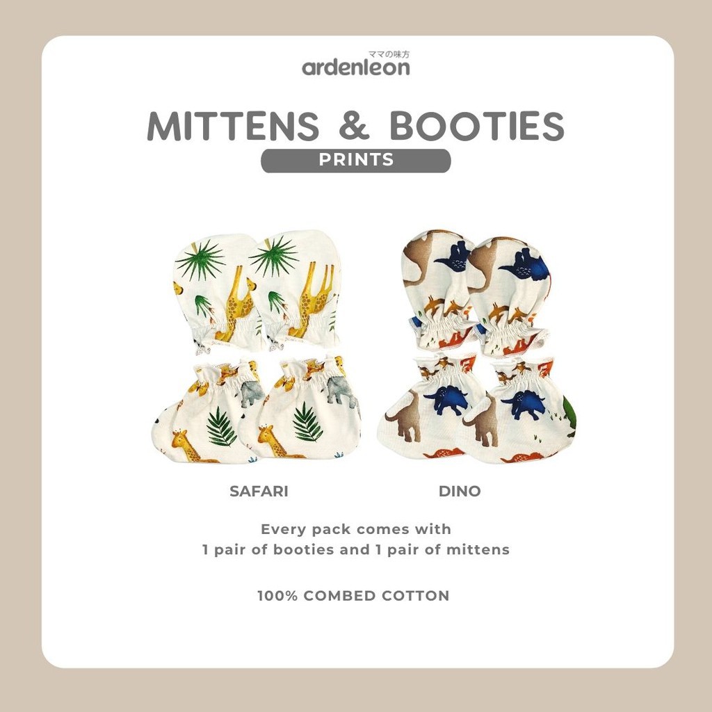 ARDENLEON Sarung Tangan Kaki Bayi Mittens Booties (Print Series)