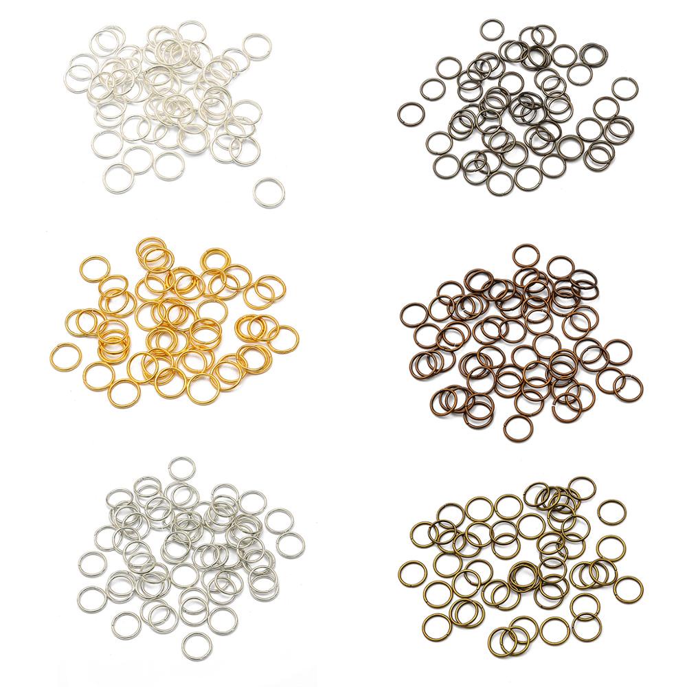 200-500 Pcs 3 / 4 / 5 / 6 / 7 / 8mm Open Jump Rings Warna Silver / Gold / Kuningan Untuk Membuat Perhiasan Anting