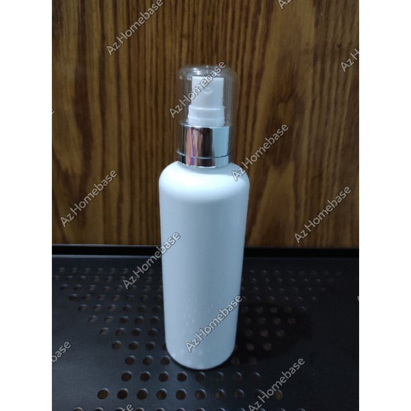 Botol Spray 250ml Putih Ring Silver - Botol Round 250ml Putih Spray - Botol Spray 250ml Putih