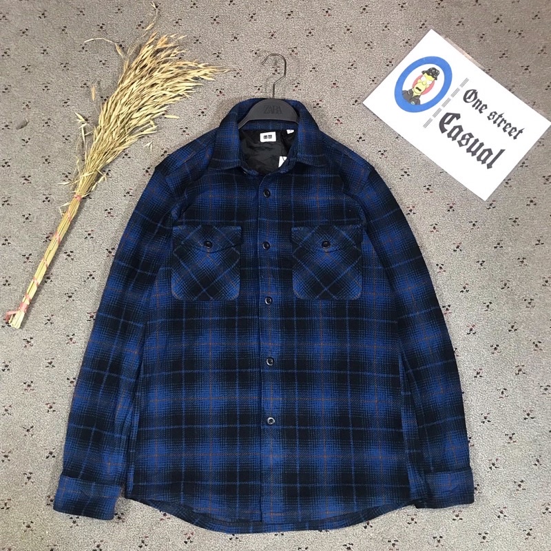 kemeja flanel outer veterano wol uniqlo second original