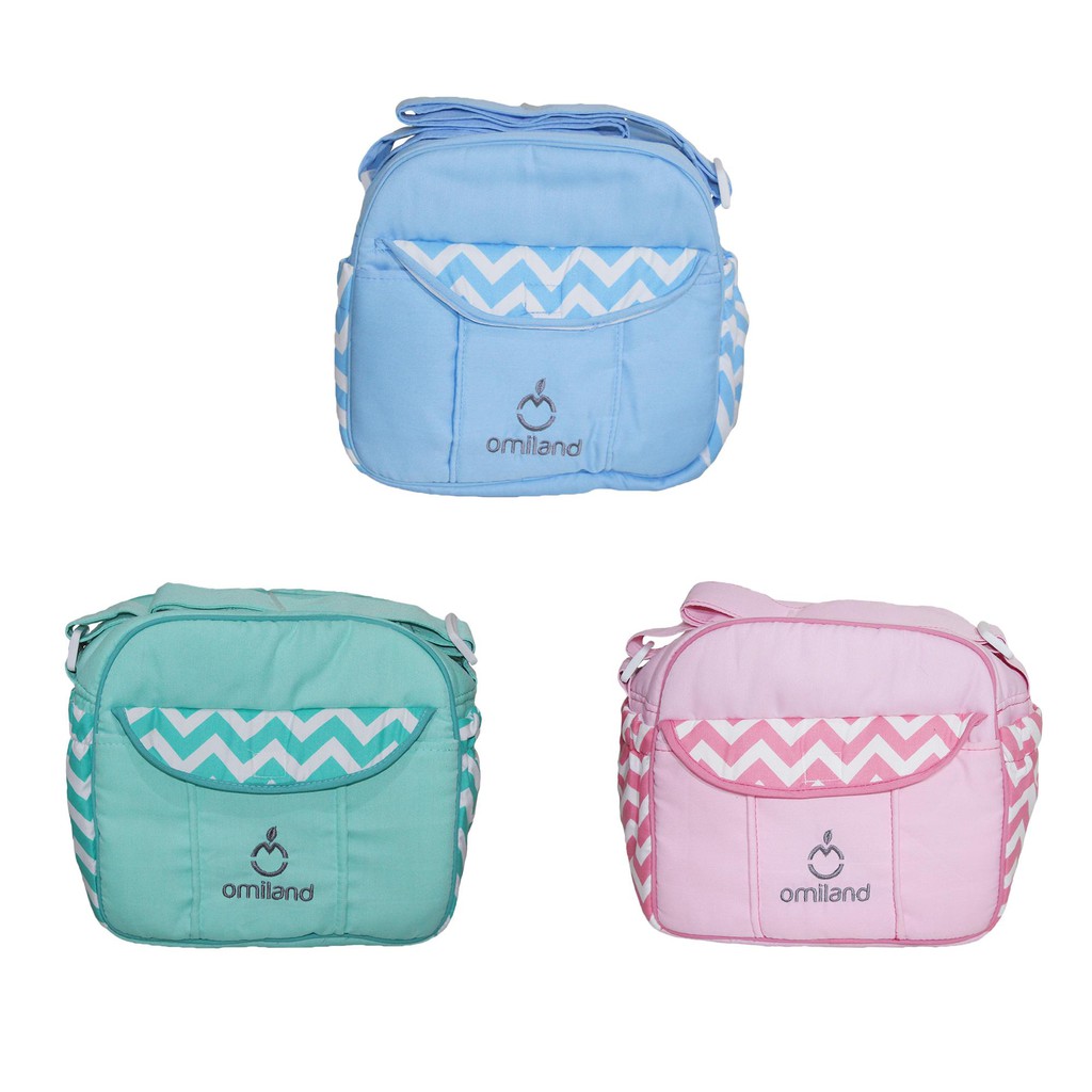 Omiland Tas Bayi Kecil Mono Chevron Tas Perlengkapan Traveling Bayi Diapers Bag Small 92-3387