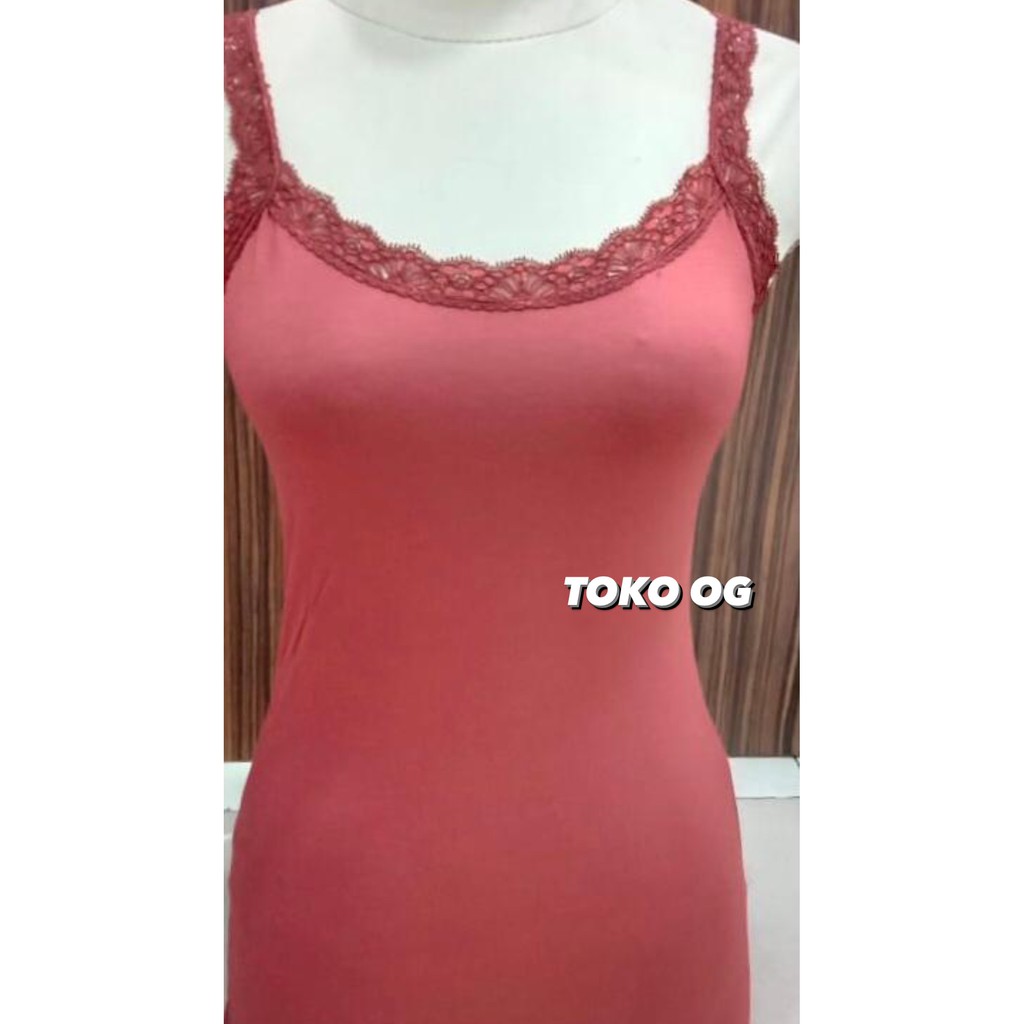 TANKTOP WANITA RENDA FULL RAYON SPANDEX TANK TOP KAMISOL GUBALI FREESIZE DEWASA